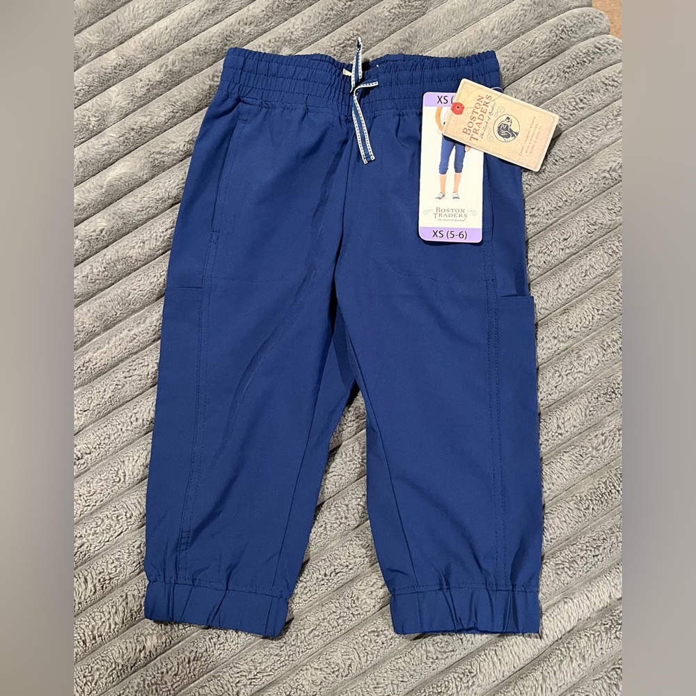 BOSTON TRADERS GIRLS JOGGER CAPRI PANTS CROP KIDS ACTIVEWEAR NAVY BLUE XS(5/6)